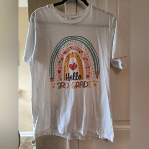 Hello 3rd Grade Teacher T-Shirt - White Sz Large